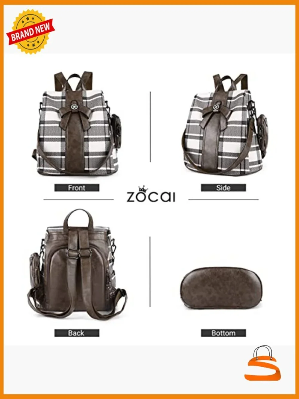 Vegan Leather Fashion Backpack Purse Anti-Theft Daypack